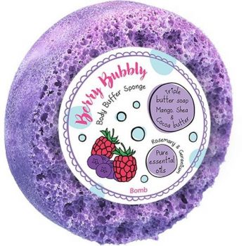 Sapun cu burete pentru masaj Berry Bubbly, Bomb Cosmetics, 200 g