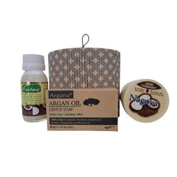 Set cadou cutie bambus crema ulei de nuca de cocos 100 ml, ulei de nuca de cocos fraicheur 60 ml, sapun cu ulei de argan 40 gr