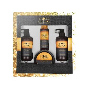 Kit tratament reparator si hidratant Argan de Luxe, Sampon 300 ml + Balsam 300 ml + Masca 250 ml+Ser reparator 100ml