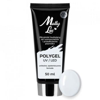 Polygel MollyLac Natural (alb laptos) Hema DiHema Free, 50 ml