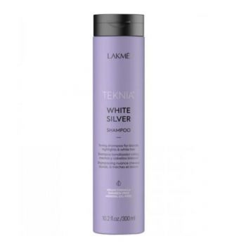 Sampon colorant pentru par blond, Lakme Teknia, White Silver Shampoo, 300ml