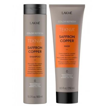 Set pentru par aramiu, Lakme, Saffron Cooper Masca 250 ml + Sampon 300 ml