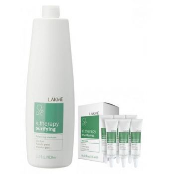 Set pentru par si scalp gras, Lakme K.Therapy, Purifying Sampon 1000 ml + Masca 6x15 ml