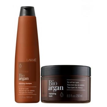 Set pentru par uscat si imbatranit, Lakme K.Therapy Bio Argan Sampon 300 ml + Masca 250 ml