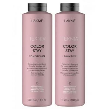 Set pentru par vopsit, Lakme Teknia Color Stay Sampon 1000 ml + Balsam 1000 ml de firma original