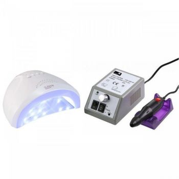 Set unghii false, Lampa LED, Model Sun One, 48 W si Freza electrica profesionala, 20.000 rpm de firma original