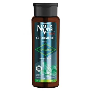 Sampon energizant barbati antimatreata pentru par si scalp gras, Natur Vital refreshing anti-dandruff shampoo, 300 ml