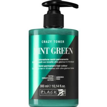 Toner Semi-Permanent - Crazy Toner Mint Green Black Professional, nuanta Verde, 300 ml de firma originala