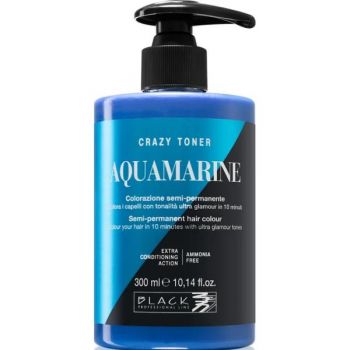 Toner Semi-Permanent - Crazy Toner Aquamarine Black Professional, nuanta Albastru, 300 ml de firma originala