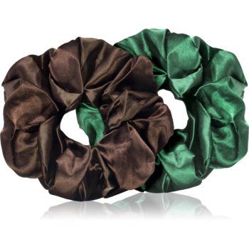 BrushArt Hair Large satin scrunchie set Elastice pentru par Brown & Green de firma original