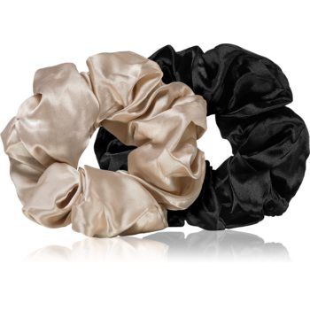 BrushArt Hair Large satin scrunchie set Elastice pentru par Cream & Black