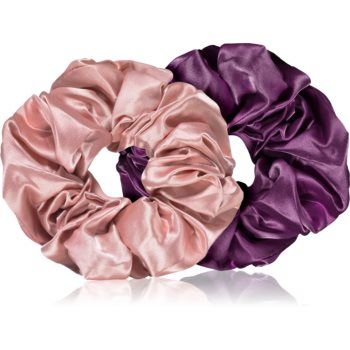 BrushArt Hair Large satin scrunchie set Elastice pentru par Pink & Violet ieftin