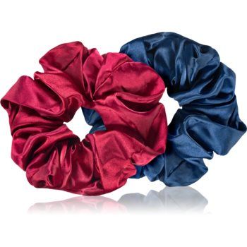 BrushArt Hair Large satin scrunchie set Elastice pentru par Red & Blue de firma original