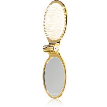 Janeke Gold Line Golden Folding Hair-Brush with Mirror pieptene de păr cu oglinda mica de firma original