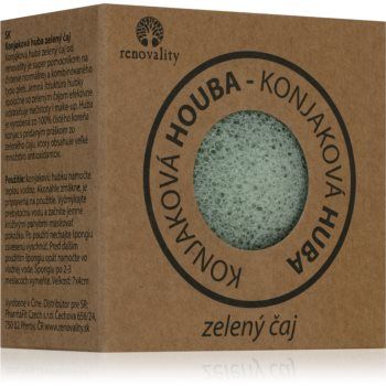 Renovality Konjac mushroom green tea burete pentru curatare pentru piele normală și mixtă ieftin