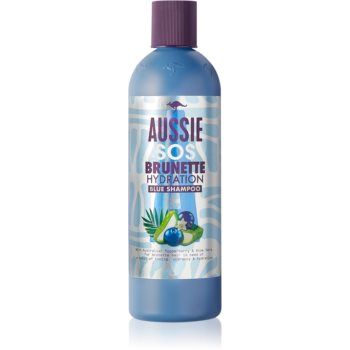 Aussie Brunette Blue Shampoo sampon hidratant pentru părul închis la culoare ieftin