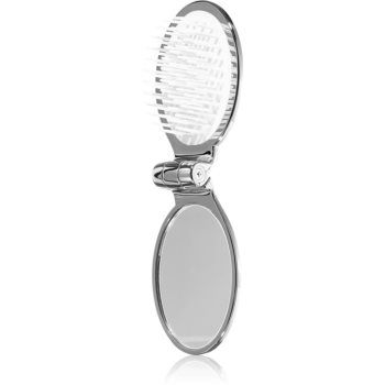 Janeke Chromium Line Folding Hair-Brush with Mirror pieptene de păr cu oglinda mica
