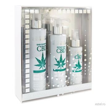 Set produse ingrijire cu ulei organic din seminte de canepa pentru par CBD Abril et Nature (Sampon 250 ml, Masca 200 ml, Ser 100ml)