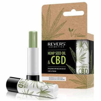 Balsam de buze hranitor cu ulei natural de canepa cu CBD, Revers, vegan,4g