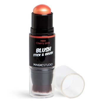 Blush cu pensula Magic Studio Shaky Blush Stick & Brush, cherry pink ieftin