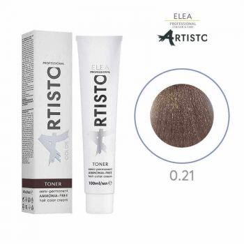 Vopsea demipermanenta fara amoniac pentru par Elea Professional Artisto Color TONER, 0.21 Violet gri, 100 ml Vopsea demipermanenta fara amoniac pentru par Elea Professional Artisto Color TONER, 0.21 Violet gri, 100 ml