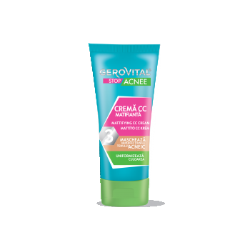 Cremă Cc Cu Efect Matifiant, Nuanță Medie, Gerovital Stop Acnee, 30 Ml
