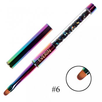 Pensula gel limba de pisica nr. 6 holo rainbow- Everin ieftina