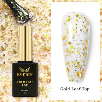 Top Coat- Gold Leaf Everin 15ml (cu paiete aurii) - TC-GL