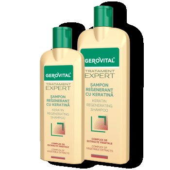 Șampon Regenerant Cu Keratină Pentru Păr Deteriorat, Gerovital Tratament Expert, 250 Ml / 400 Ml