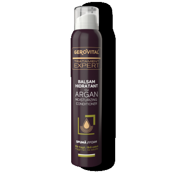 Balsam Spumă Leave-in Cu Argan Pentru Păr Uscat, Fragil Si Fără Volum, Gerovital Tratament Expert, 200 Ml