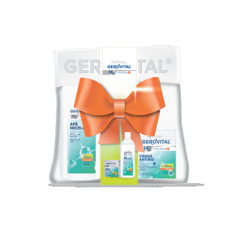 Set Cadou Femei Gerovital H3 Hyaluron C: Cremă De Zi Antirid și Apă Micelară + Borsetă Cadou
