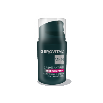 Cremă Antirid Cu Acid Hialuronic Pentru Bărbați  Hidratare Zilnică, Absorbție Rapidă,textură Ușoară, Gerovital Men, 50 Ml