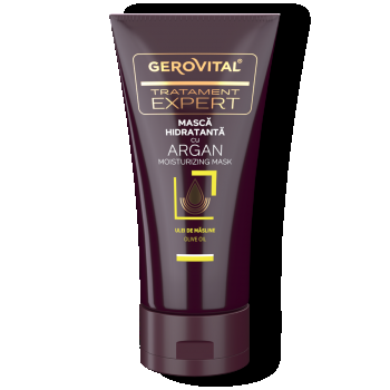 Mască Hidratantă Cu Argan Si Ulei De Măsline Pentru Păr Uscat, Devitalizat, Gerovital Tratament Expert, 150 Ml