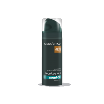 Spumă De Ras Cu Mentol, Pantenol și Extract De Tămie Indiană  Efect Revigorant, Calmant și Protector, Gerovital Men, 200 Ml