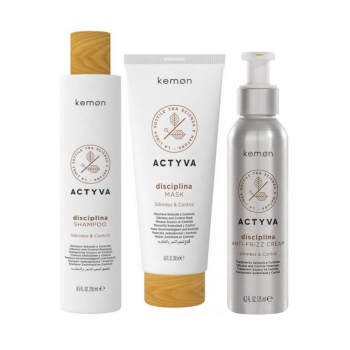 Kemon Actyva Disciplina - Pachet de netezire si control (sampon 250ml,masca 200ml,cream 125ml) de firma originala