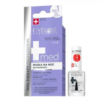 Tratament MED+ Nail Therapy Masca de unghii peste noapte Eveline Cosmetics, 12ml ieftin