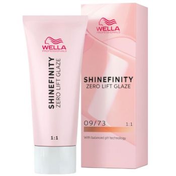 Vopsea Translucida Demipermanenta - Wella Professionals Shinefinity Zero Lift Glaze, nuanta 09/73 Caramel Milk, 60 ml