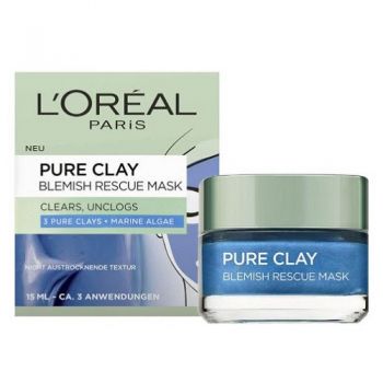 Masca de fata pentru imperfectiuni, Loreal, Pure Clay, Blemish Rescue, cu Alge Marine, 15 ml