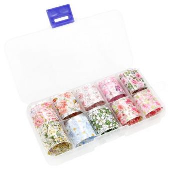 Folie de transfer unghii set 10 buc - Flori