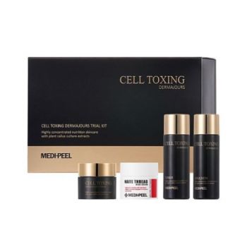 Set cadou - Cell Toxing Dermajours Trial Kit, Toner 30 ml, + Emulsie 30 ml + Cremă 10g + Crema pentru gat 10 g