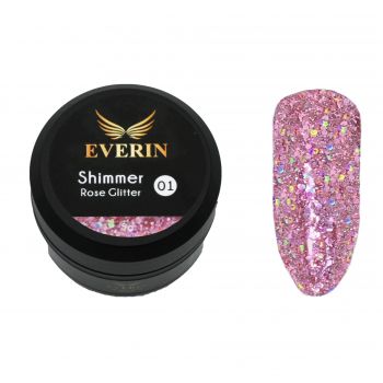 Gel color Shimmer Rose Glitter Everin 5ml- 01 - SRG-01 - Everin.ro