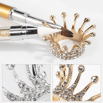 Suport pensule coroana cu cristale auriu skl-97 - skl-97-gold