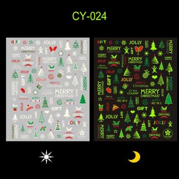 Sticker decor unghii model iarna/Craciun Fosforescent CY-024 - CY-024 - Everin.ro