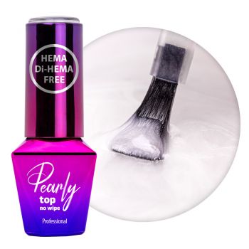 Top Coat Pearly Molly Lac fara HEMA- WhiteSilver 10gr - PEF-WS - Everin.ro de firma original