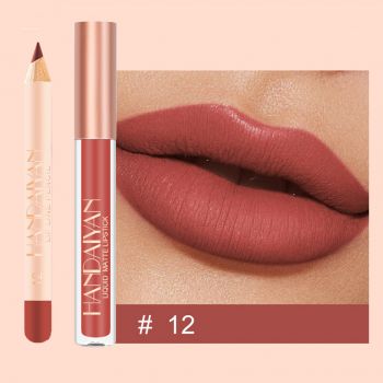 Set 2 in 1 Ruj Lichid Mat & Creion Contur Buze Handaiyan Lips Kit #12