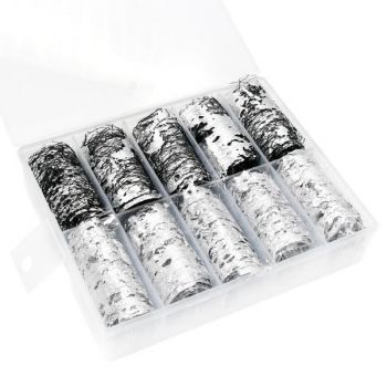 Folie de transfer unghii Aluminiu set Silver, 10 buc de firma original