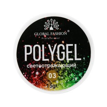 Polygel constructie unghii cu sclipici reflectorizant Disco Polygel 03, 15 g