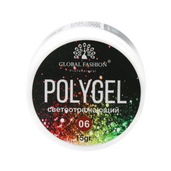 Polygel constructie unghii cu sclipici reflectorizant Disco Polygel 06, 15 g