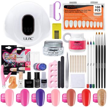 Kit unghii gel color base one, set unghii cu gel de constructie, lampa led unghii, soak off remover, nail art, CLASIC 1