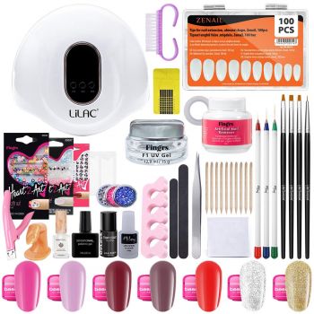 Kit unghii gel color base one, set unghii cu gel de constructie, lampa led unghii, soak off remover, nail art, CLASIC 2